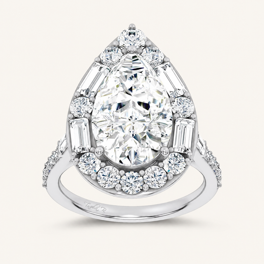 6.82CT Pear Cut Certified Lab Grown Diamond Halo Ring