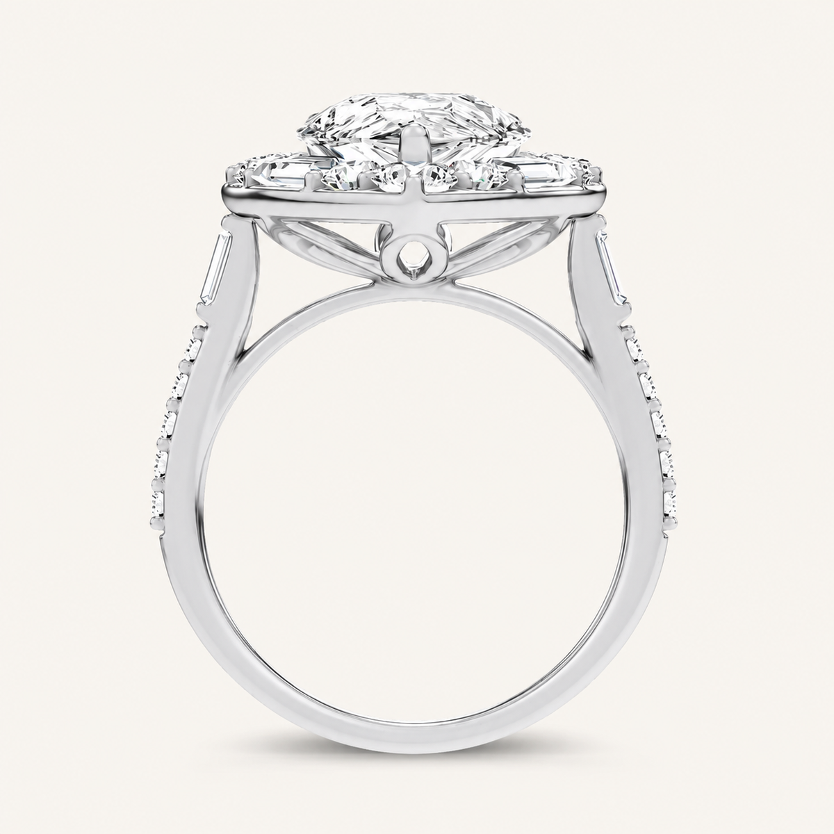 6.82CT Pear Cut Certified Lab Grown Diamond Halo Ring