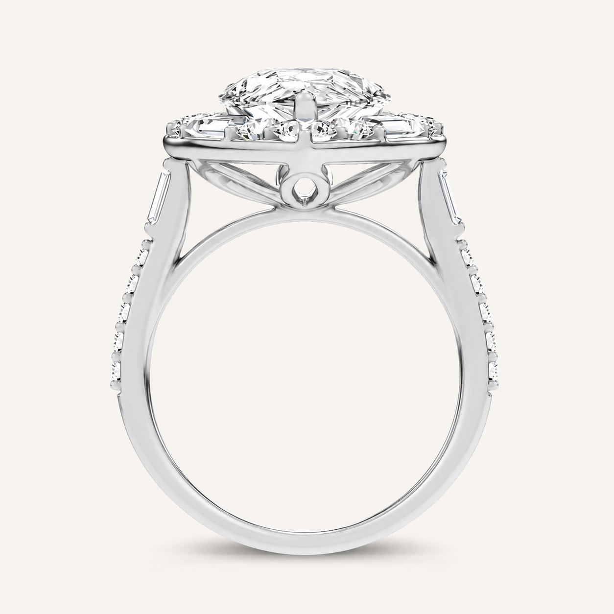 6.82CT Pear Cut Certified Lab Grown Diamond Halo Ring