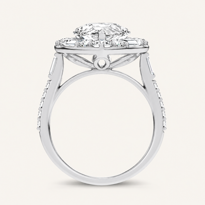 6.82CT Pear Cut Certified Lab Grown Diamond Halo Ring