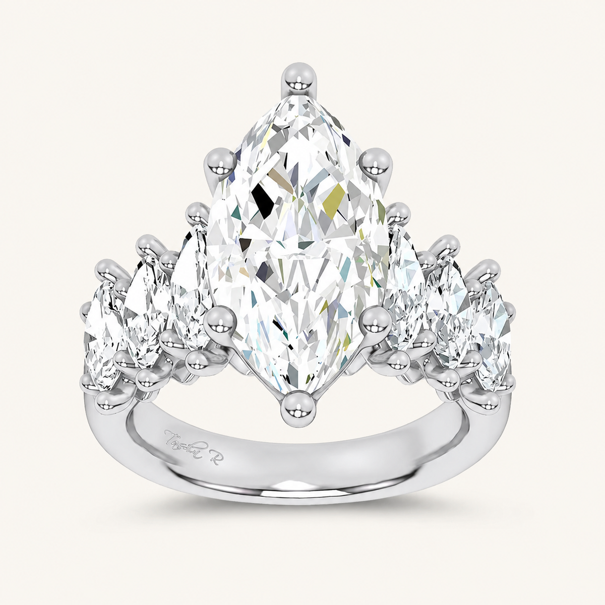 6.9CT Marquise Cut Certified Lab Grown Diamond Cluster Ring