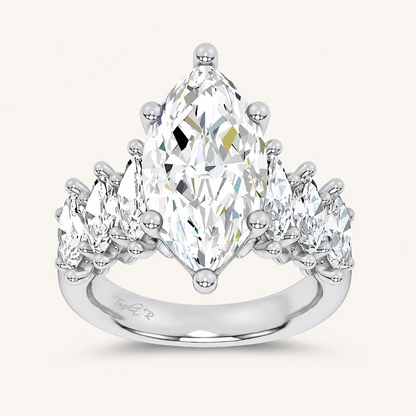 6.9CT Marquise Cut Certified Lab Grown Diamond Cluster Ring