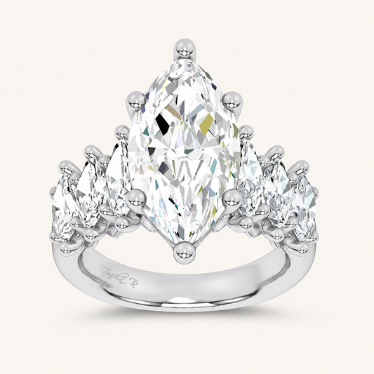 6.9CT Marquise Cut Certified Lab Grown Diamond Cluster Ring
