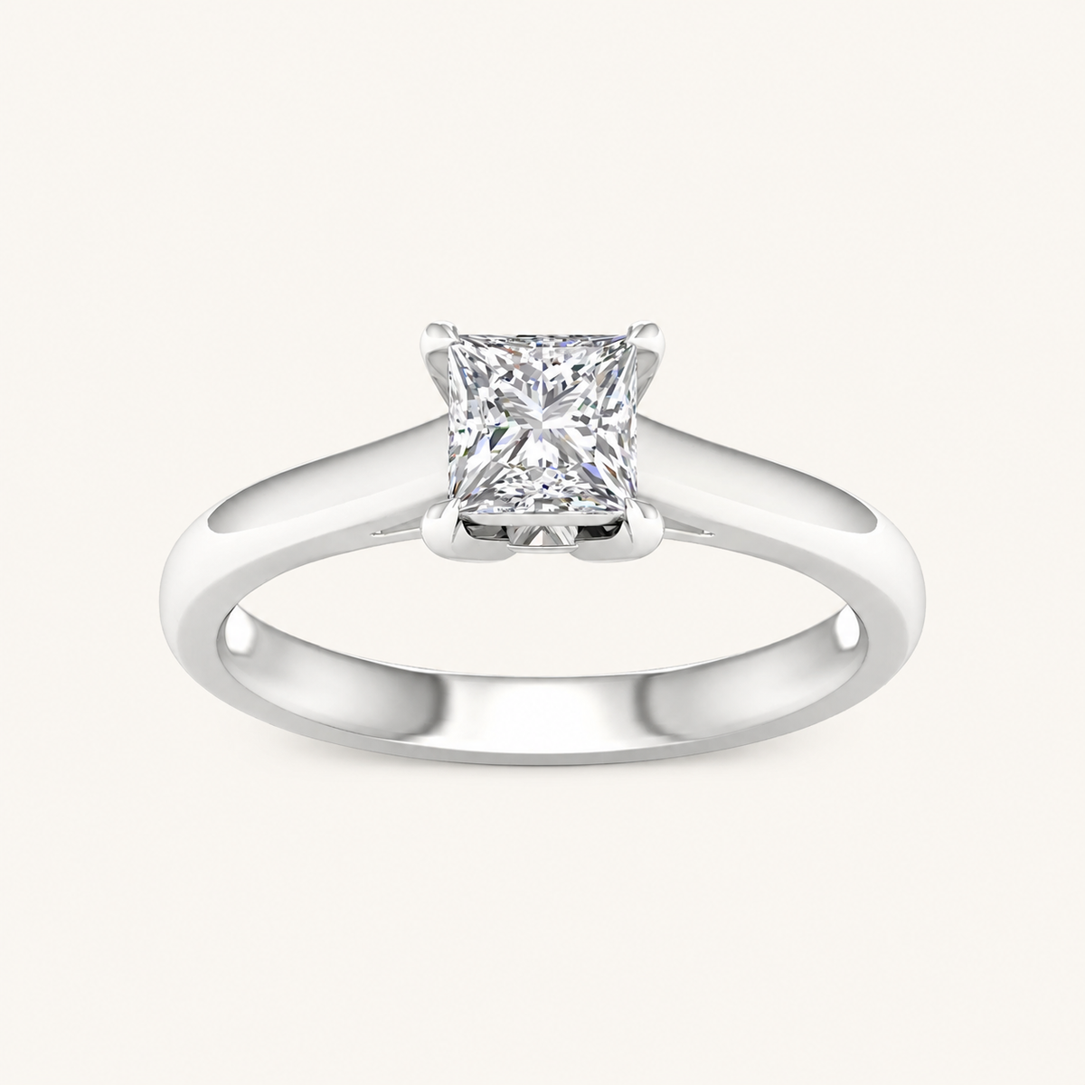 1.00CT Princess Cut Lab Grown Diamond Solitaire Ring