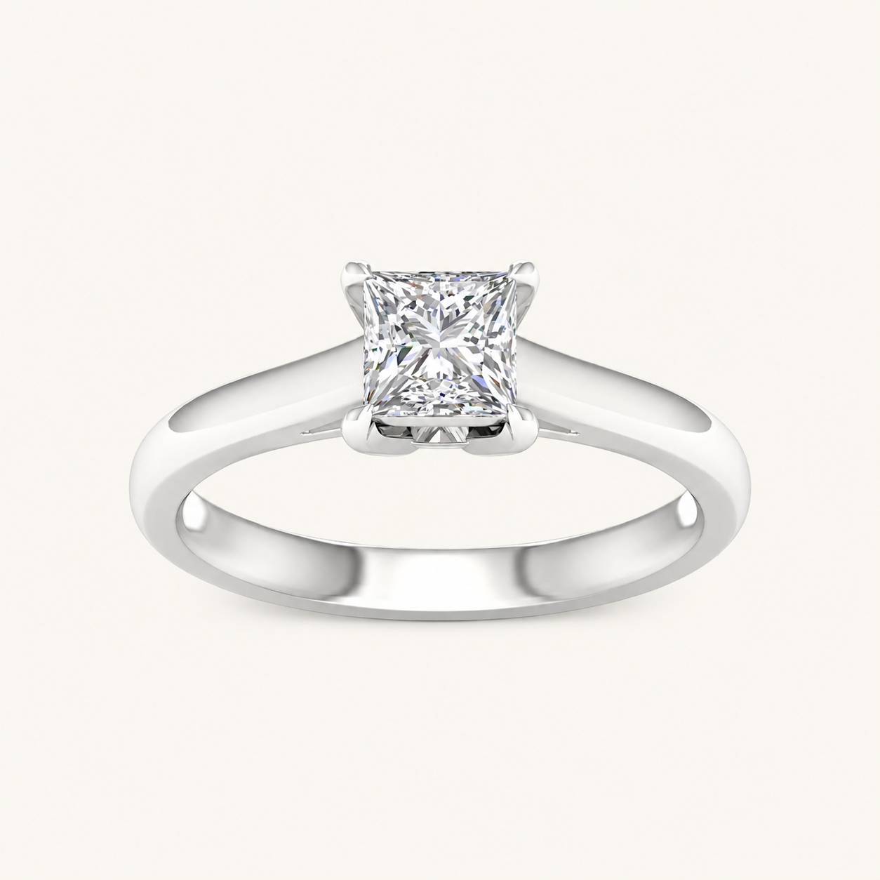 1.00CT Princess Cut Lab Grown Diamond Solitaire Ring