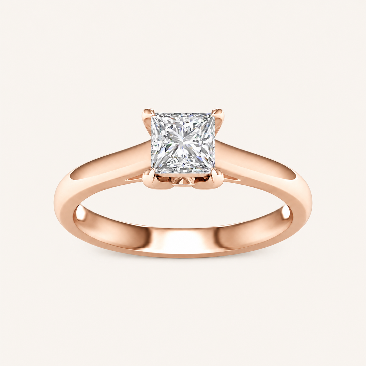 1.00CT Princess Cut Lab Grown Diamond Solitaire Ring