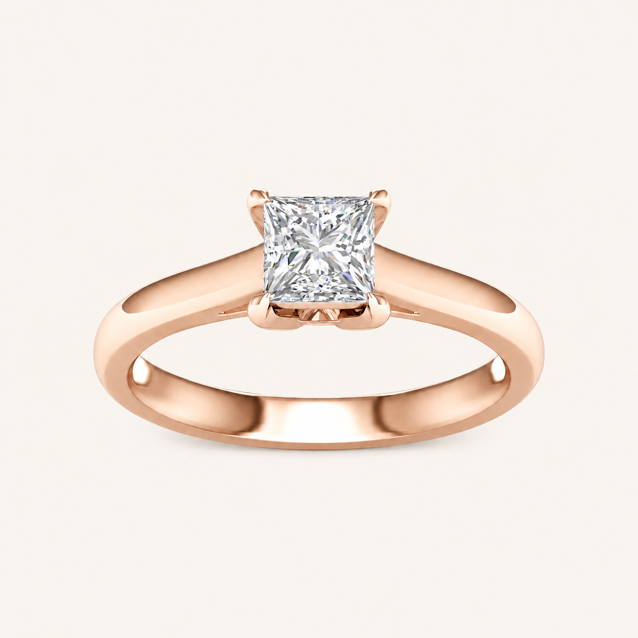 1.00CT Princess Cut Lab Grown Diamond Solitaire Ring