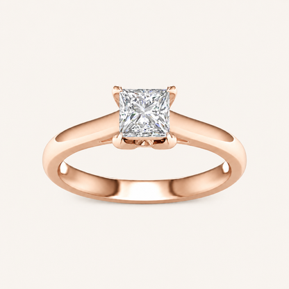 1.00CT Princess Cut Lab Grown Diamond Solitaire Ring