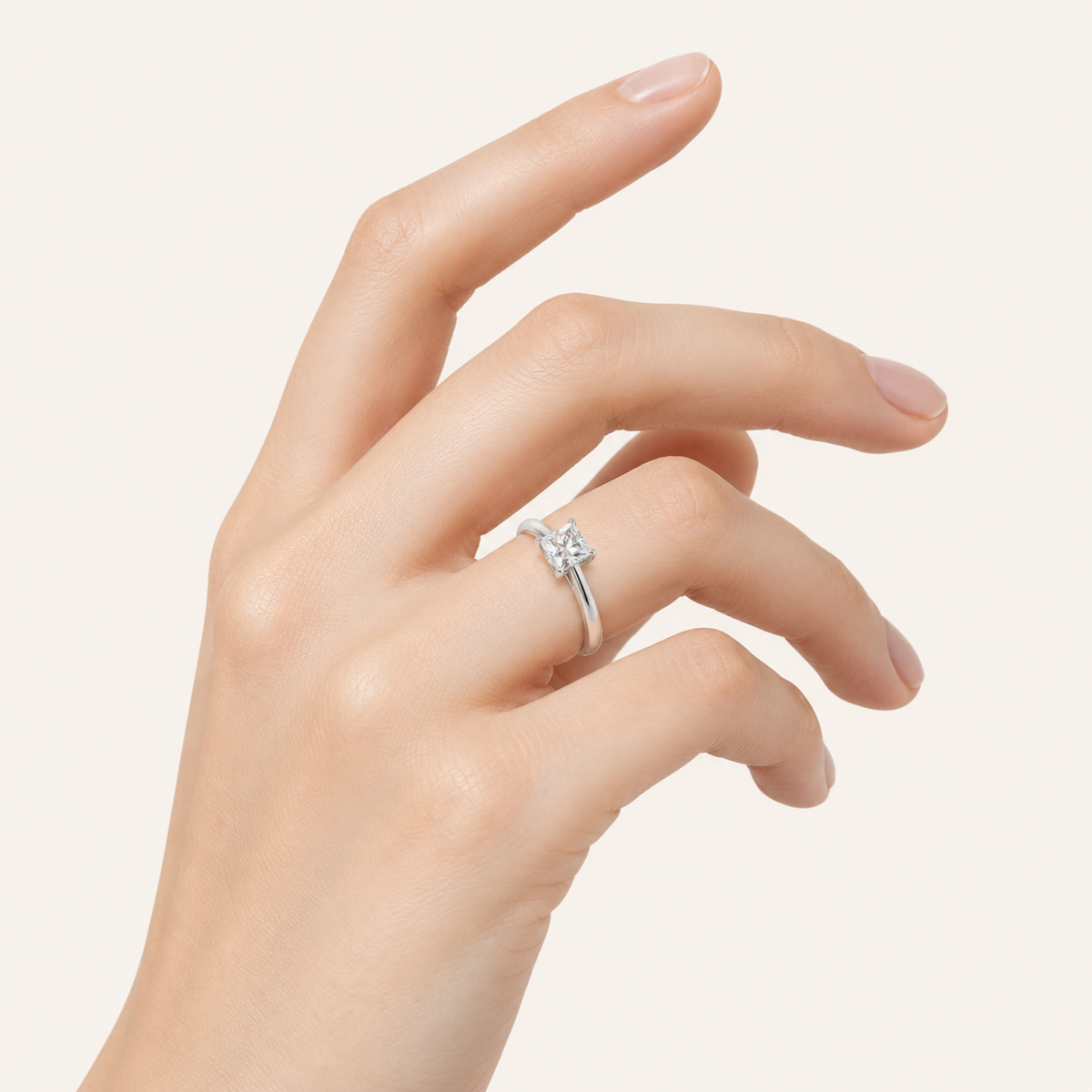 1.00CT Princess Cut Lab Grown Diamond Solitaire Ring