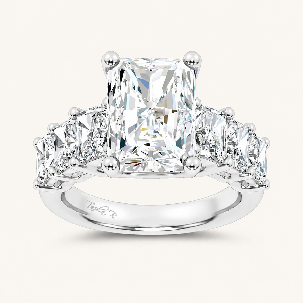 6.9CT Radiant Cut Certified Lab Grown Diamond Cluster Ring