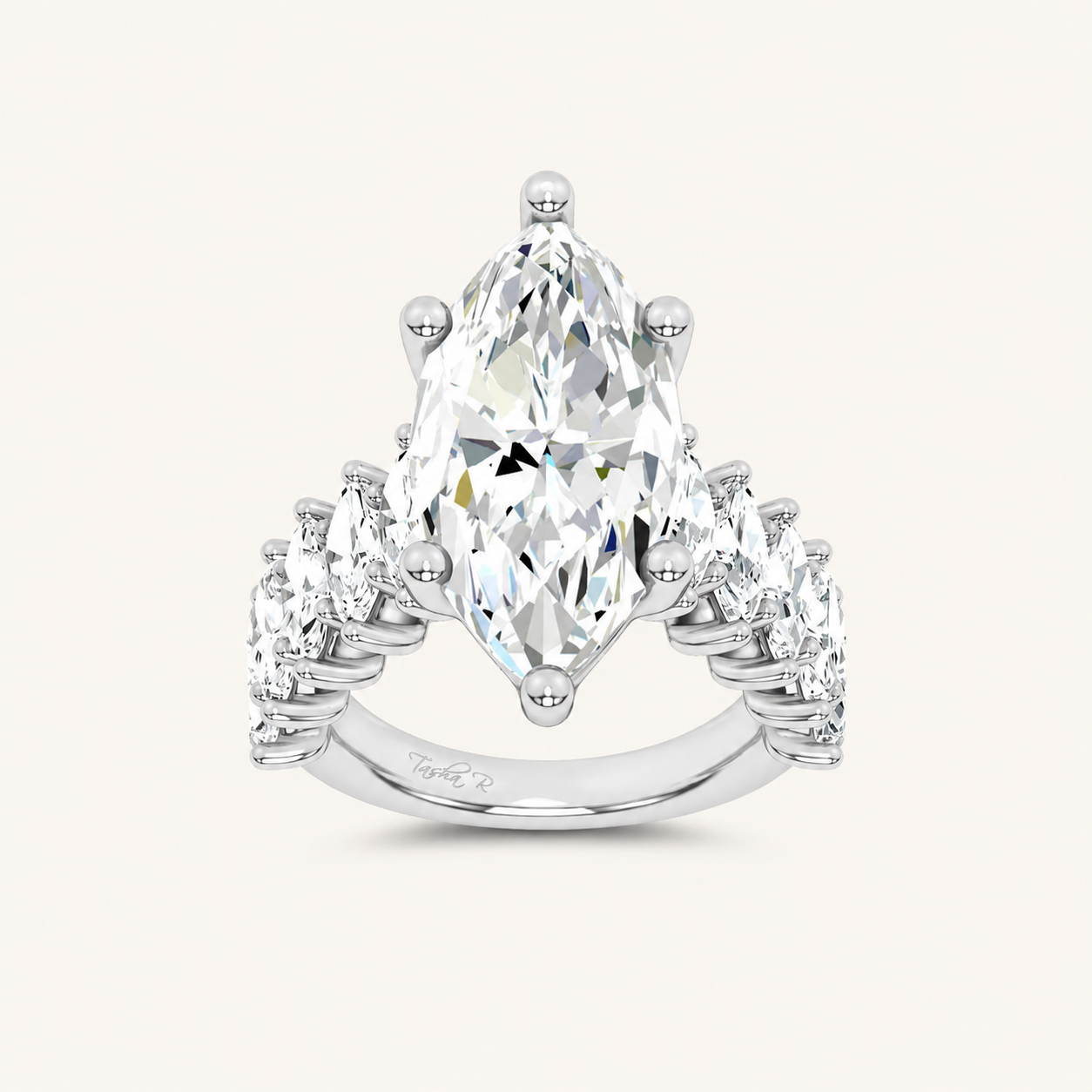 7CT Marquise Cut Certified Lab Grown Diamond Cluster Ring