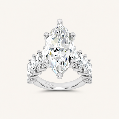 7CT Marquise Cut Certified Lab Grown Diamond Cluster Ring