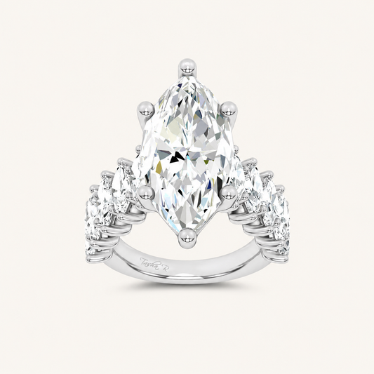 7CT Marquise Cut Certified Lab Grown Diamond Cluster Ring