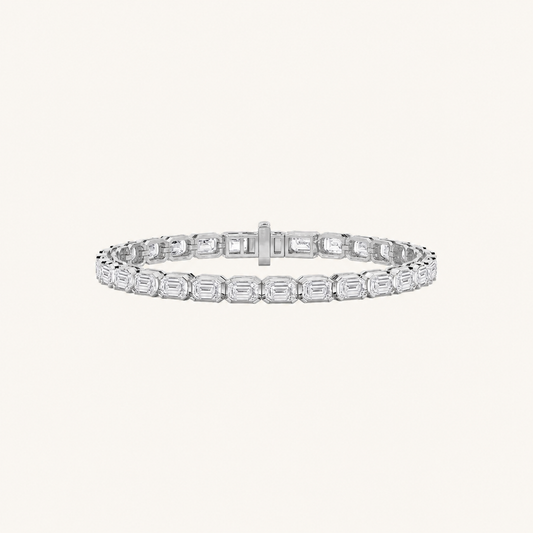 12CT Emerald Cut Lab Grown Diamond Tennis Bracelet