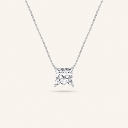 1.00 CT Princess Cut Lab Grown Diamond Solitaire Necklace
