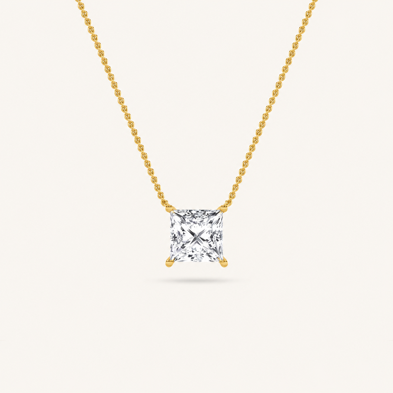 1.00 CT Princess Cut Lab Grown Diamond Solitaire Necklace