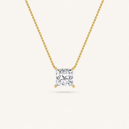 1.00 CT Princess Cut Lab Grown Diamond Solitaire Necklace