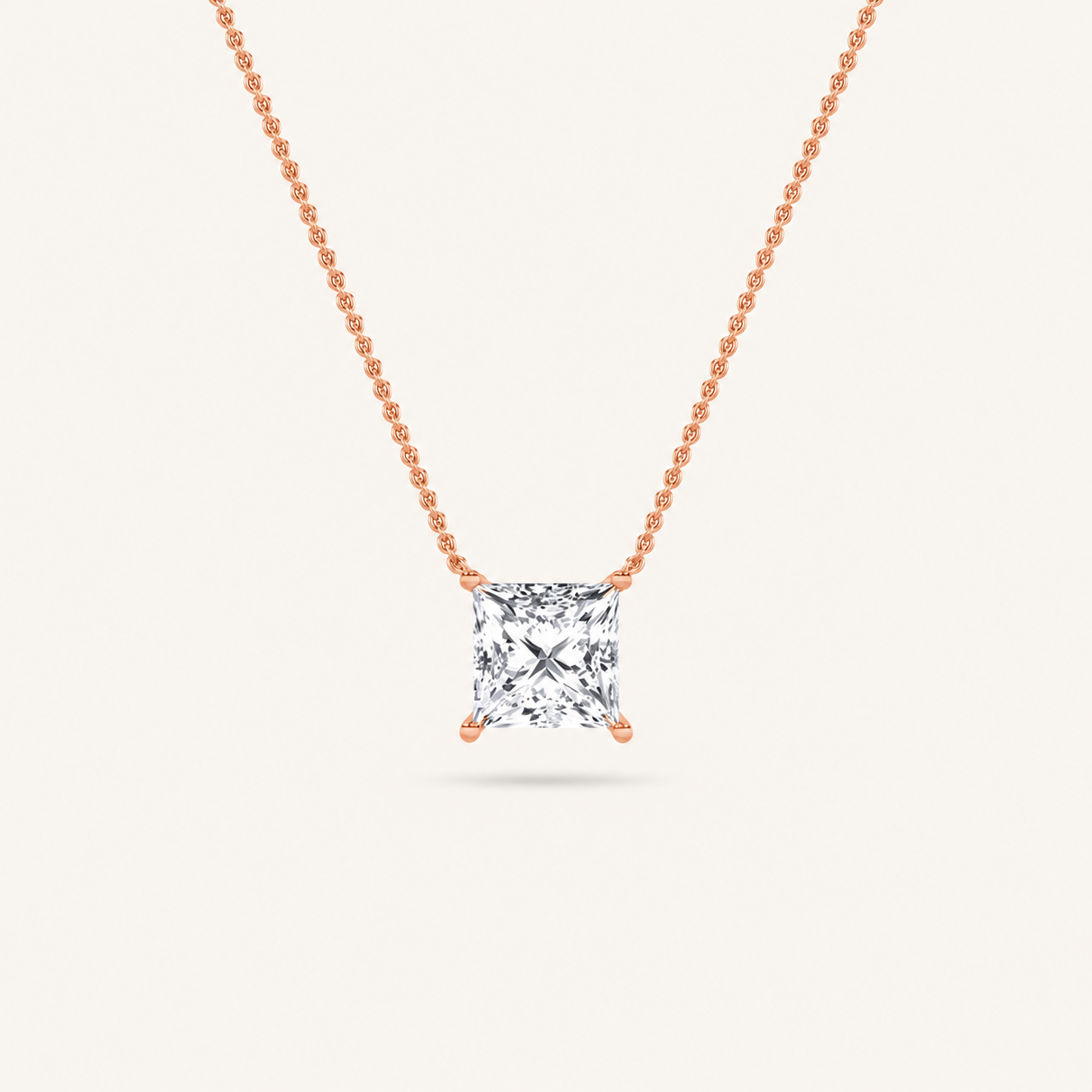 1.00 CT Princess Cut Lab Grown Diamond Solitaire Necklace