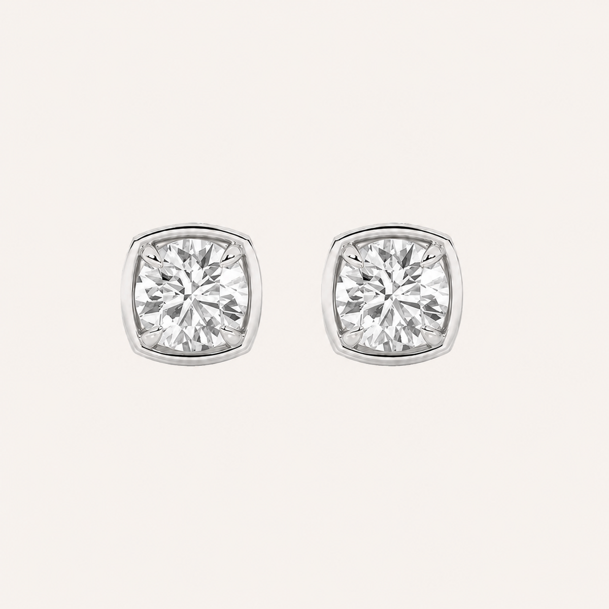 2CT Round Lab Grown Diamond Stud Earrings
