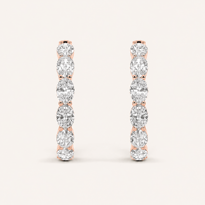 7CT Oval Cut Diamond Inside Out Hoop Earrings
