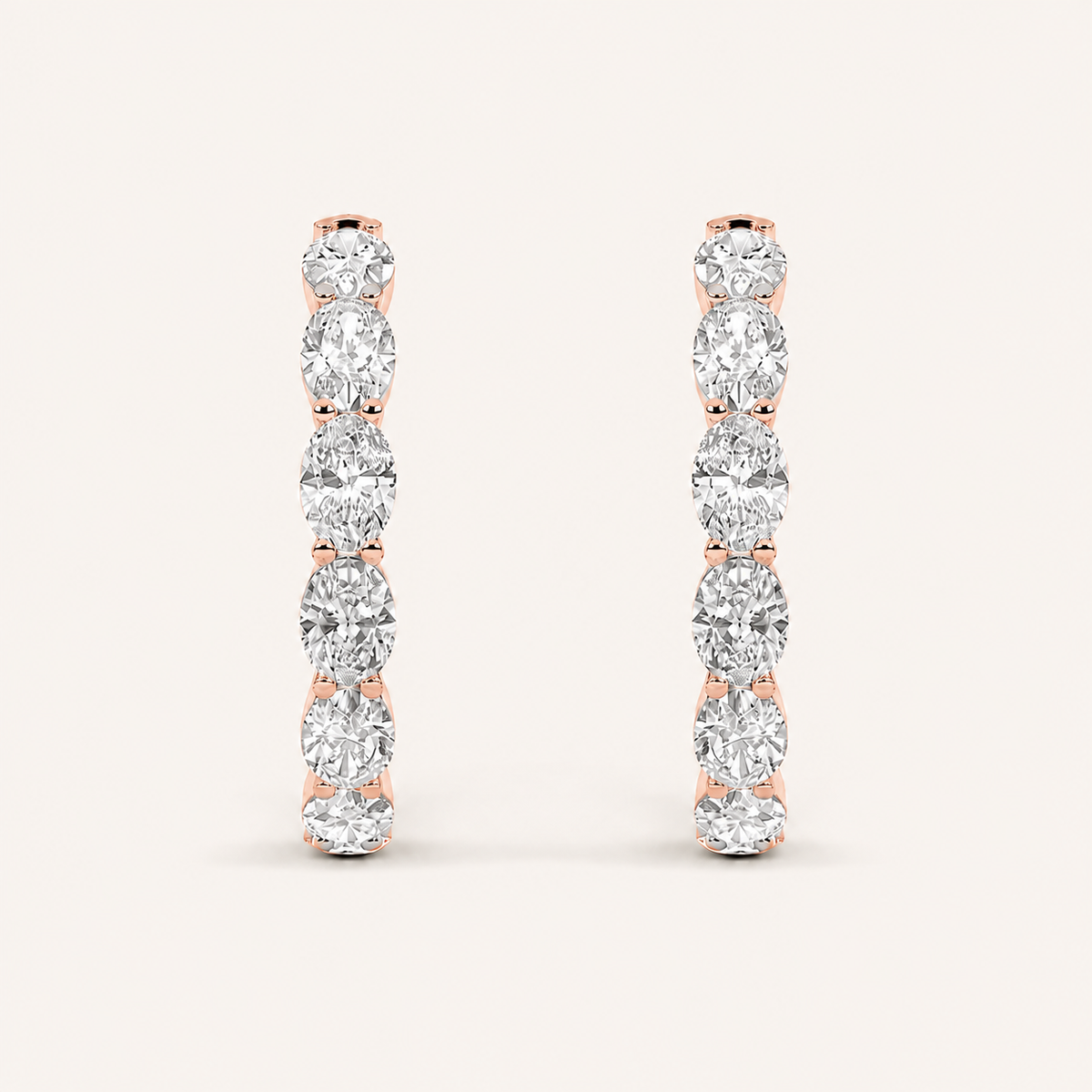 8CT Oval Cut Lab Grown Diamond InsideOut Hoop Earrings