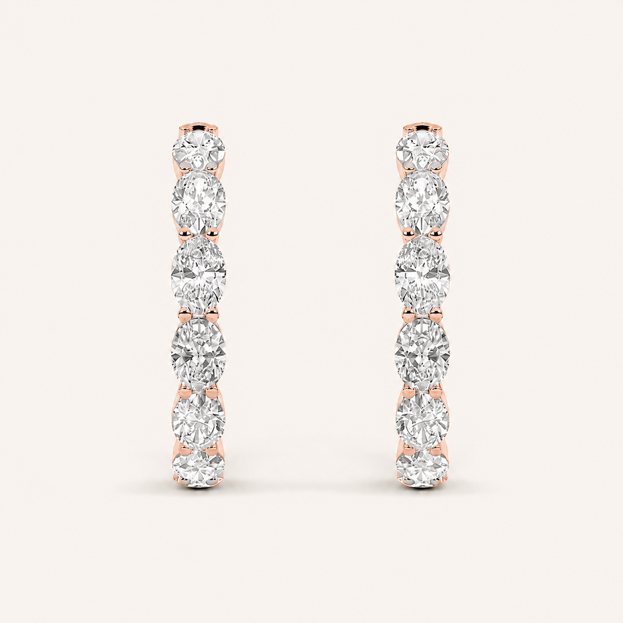 8CT Oval Cut Lab Grown Diamond InsideOut Hoop Earrings