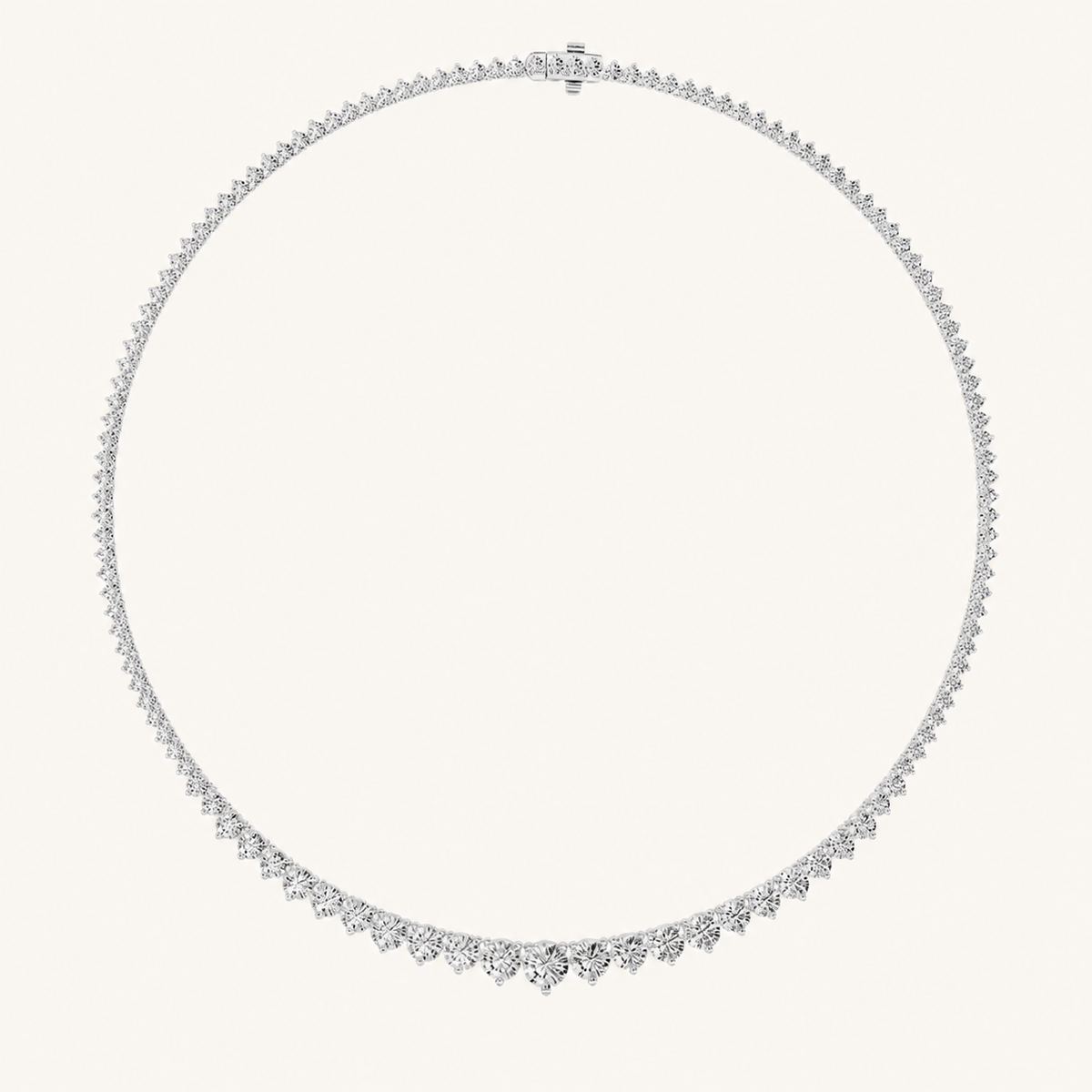 20.00 CT Round Cut Lab Grown Diamond Three Prong Graduating Necklace