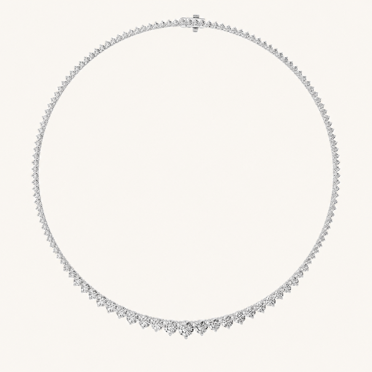 20.00 CT Round Cut Lab Grown Diamond Three Prong Graduating Necklace