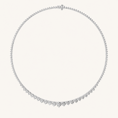 20.00 CT Round Cut Lab Grown Diamond Three Prong Graduating Necklace