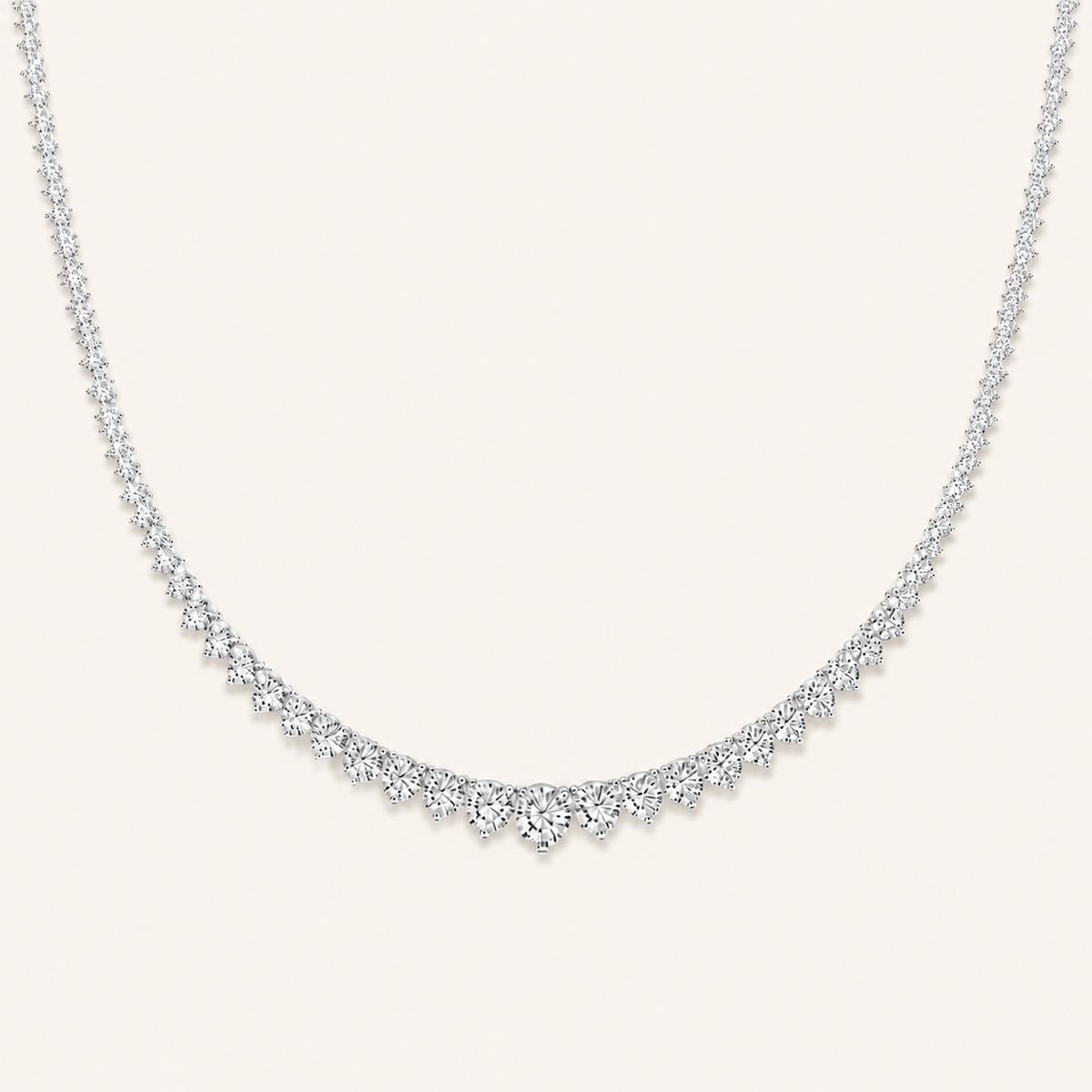 20.00 CT Round Cut Lab Grown Diamond Three Prong Graduating Necklace