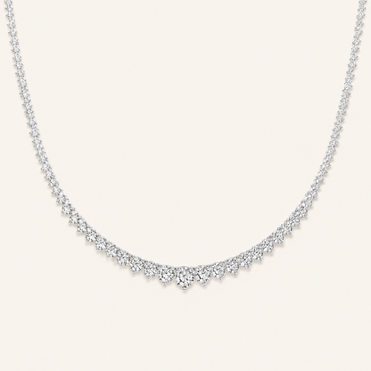 20.00 CT Round Cut Lab Grown Diamond Three Prong Graduating Necklace