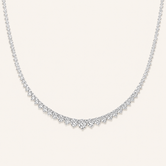 20.00 CT Round Cut Lab Grown Diamond Three Prong Graduating Necklace