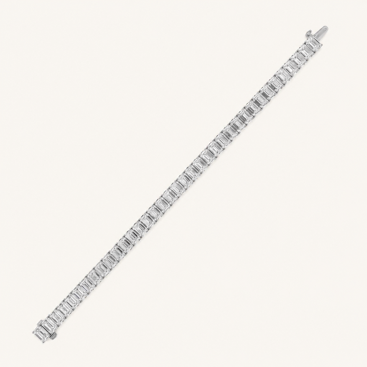 27CT Emerald Cut Lab Grown Diamond East West Line Bracelet