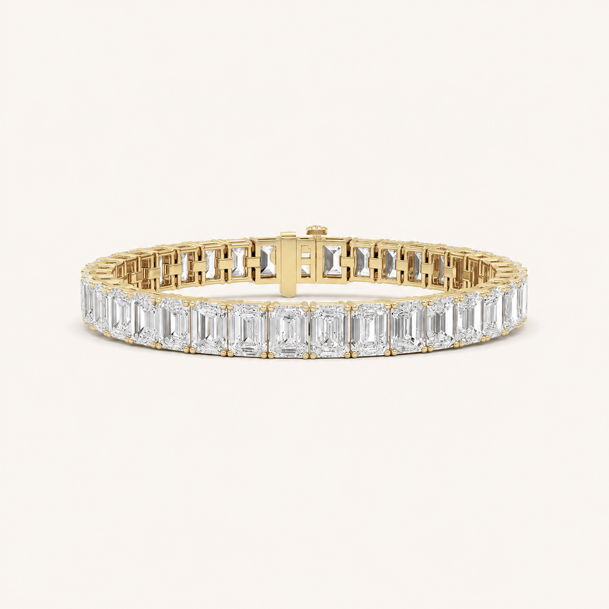 27CT Emerald Cut Lab Grown Diamond East West Line Bracelet