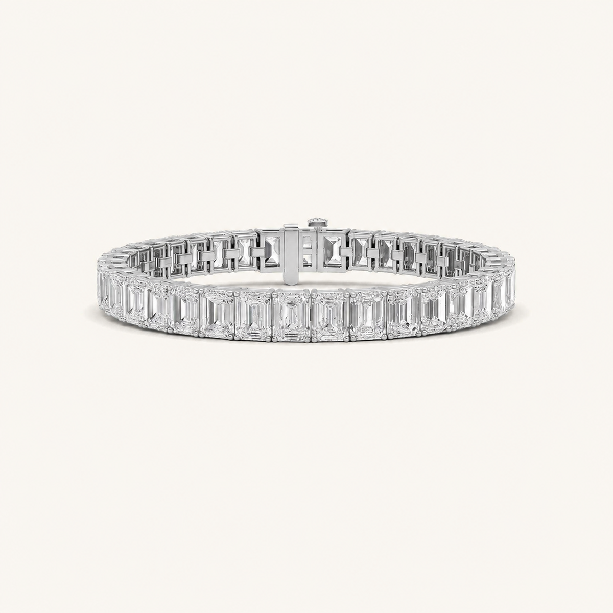 27CT Emerald Cut Lab Grown Diamond East West Line Bracelet