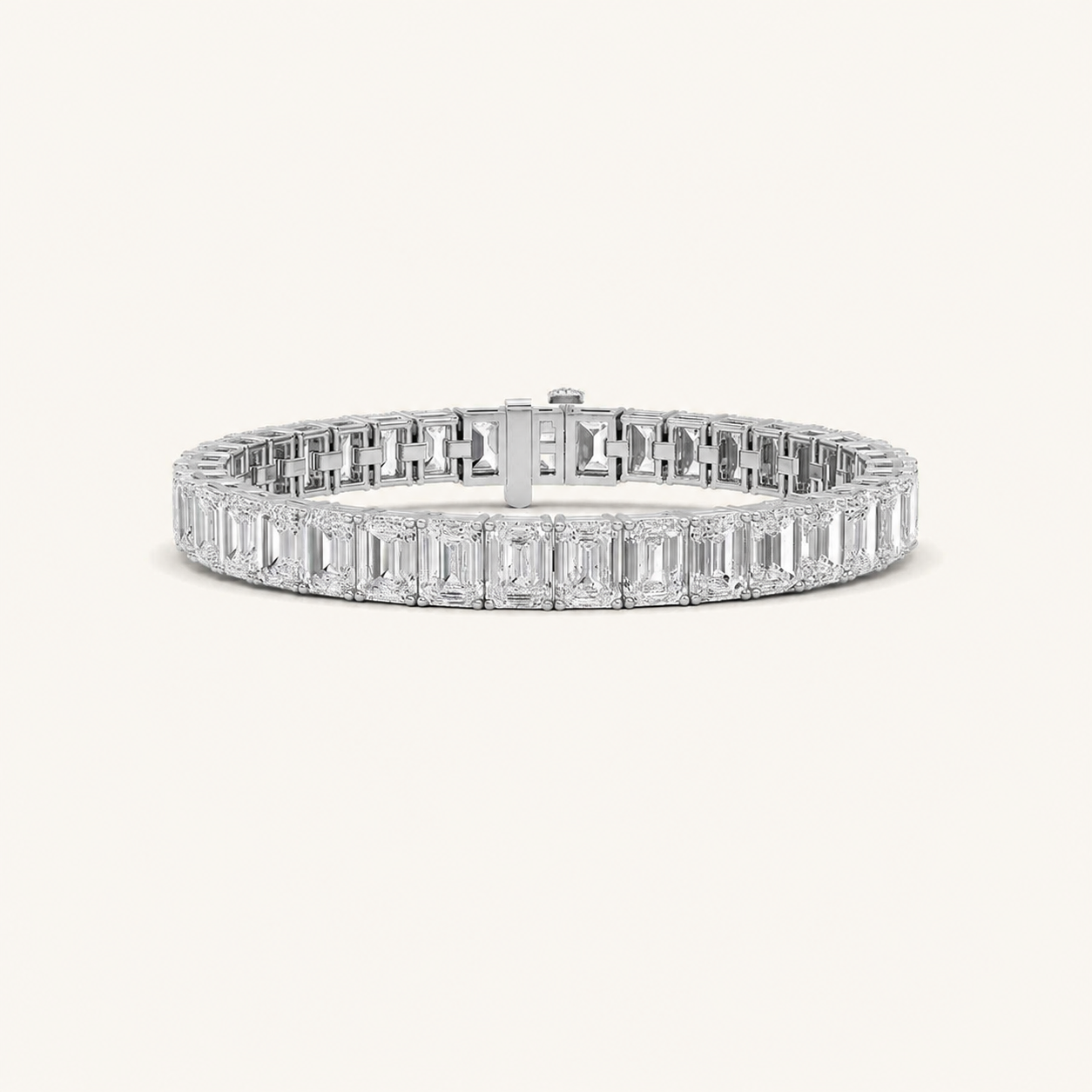 27CT Emerald Cut Lab Grown Diamond East West Line Bracelet