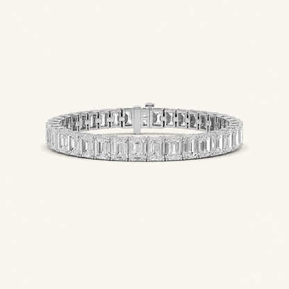 27CT Emerald Cut Lab Grown Diamond East West Line Bracelet