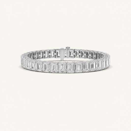 27CT Emerald Cut Lab Grown Diamond East West Line Bracelet