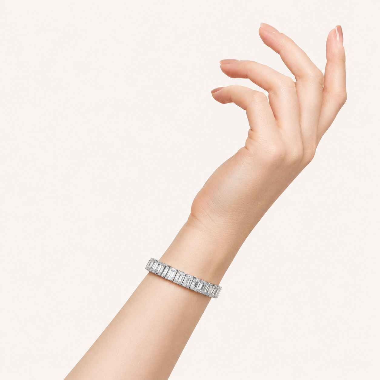 27CT Emerald Cut Lab Grown Diamond East West Line Bracelet