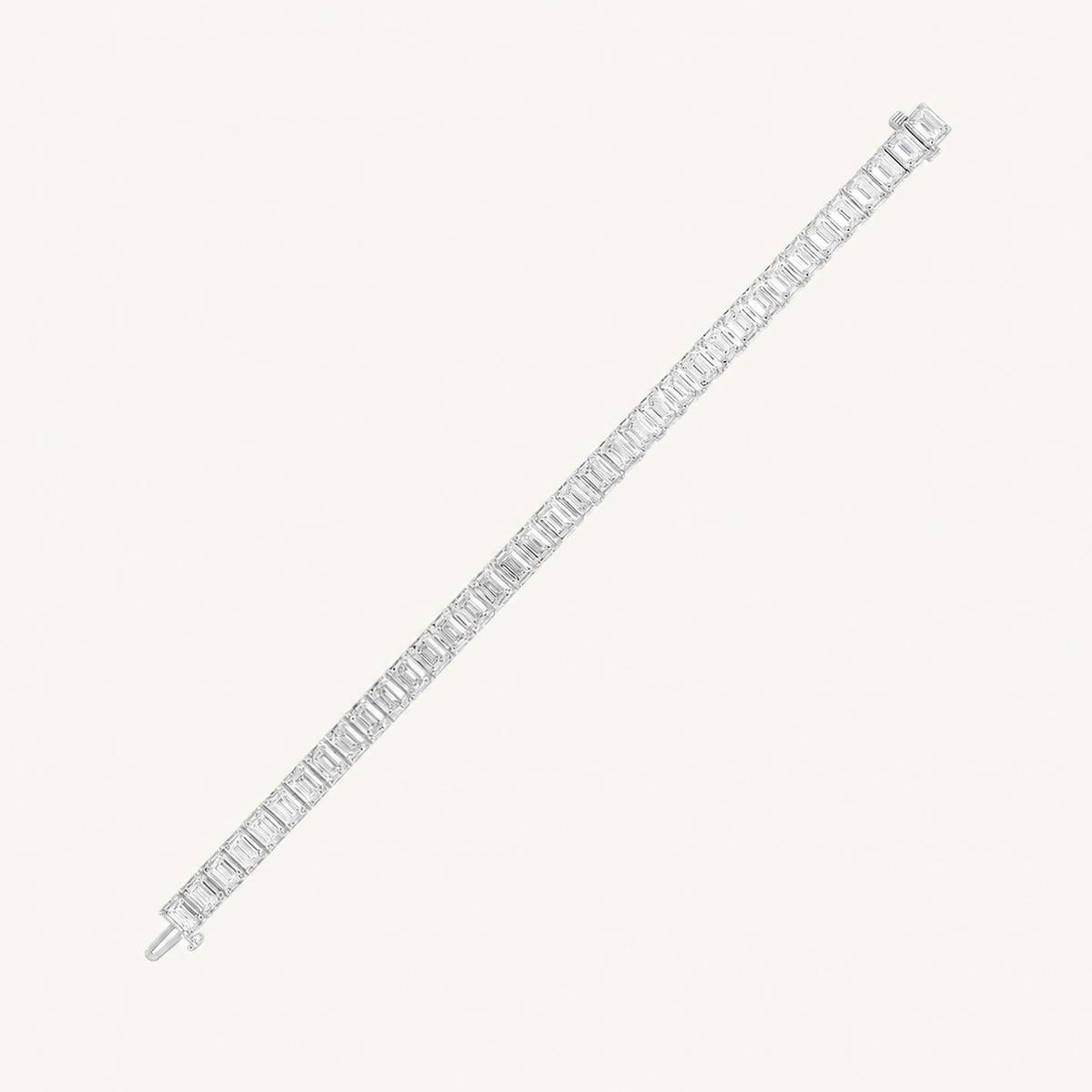 21.5CT Emerald Cut Lab Grown Diamond East West Line Bracelet