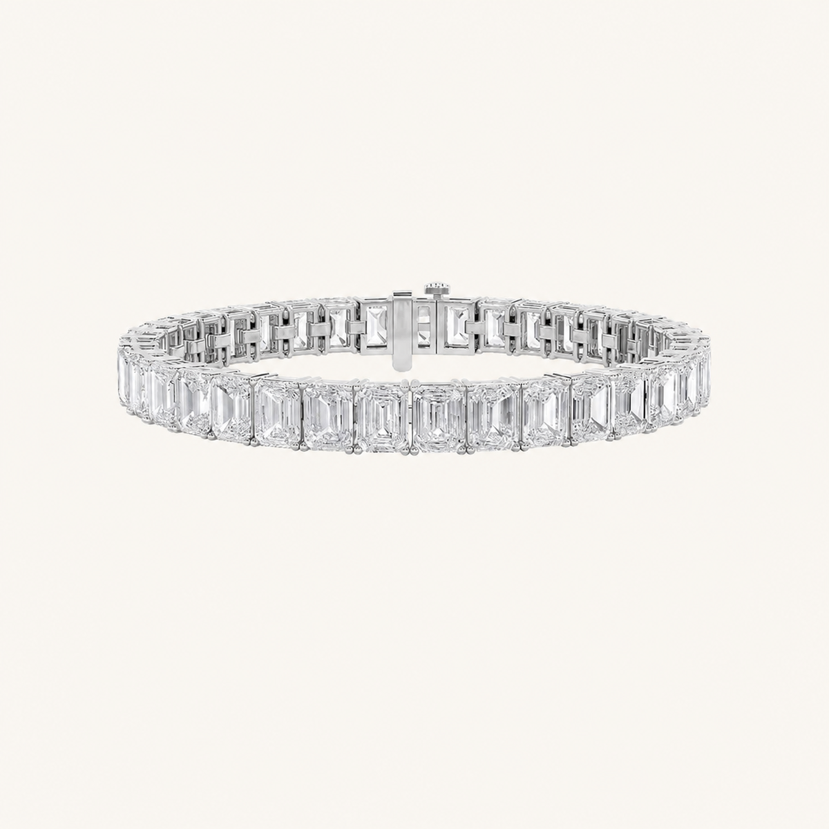 21.5CT Emerald Cut Lab Grown Diamond East West Line Bracelet