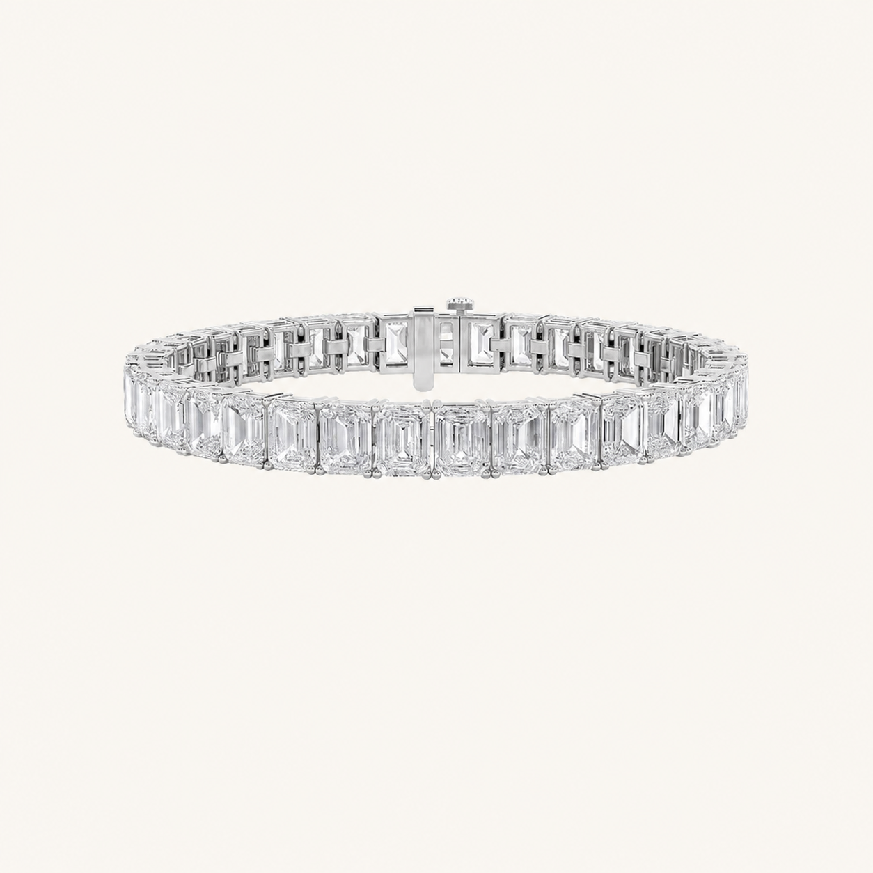 21.5CT Emerald Cut Lab Grown Diamond East West Line Bracelet