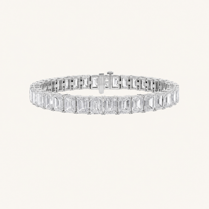 21.5CT Emerald Cut Lab Grown Diamond East West Line Bracelet