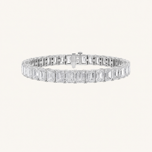 21.5CT Emerald Cut Lab Grown Diamond East West Line Bracelet