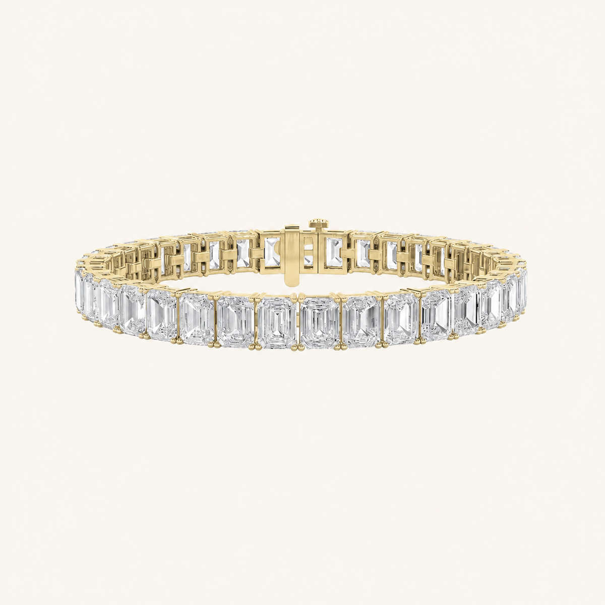 21.5CT Emerald Cut Lab Grown Diamond East West Line Bracelet