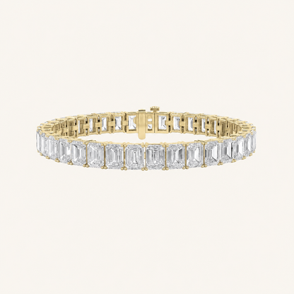 21.5CT Emerald Cut Lab Grown Diamond East West Line Bracelet