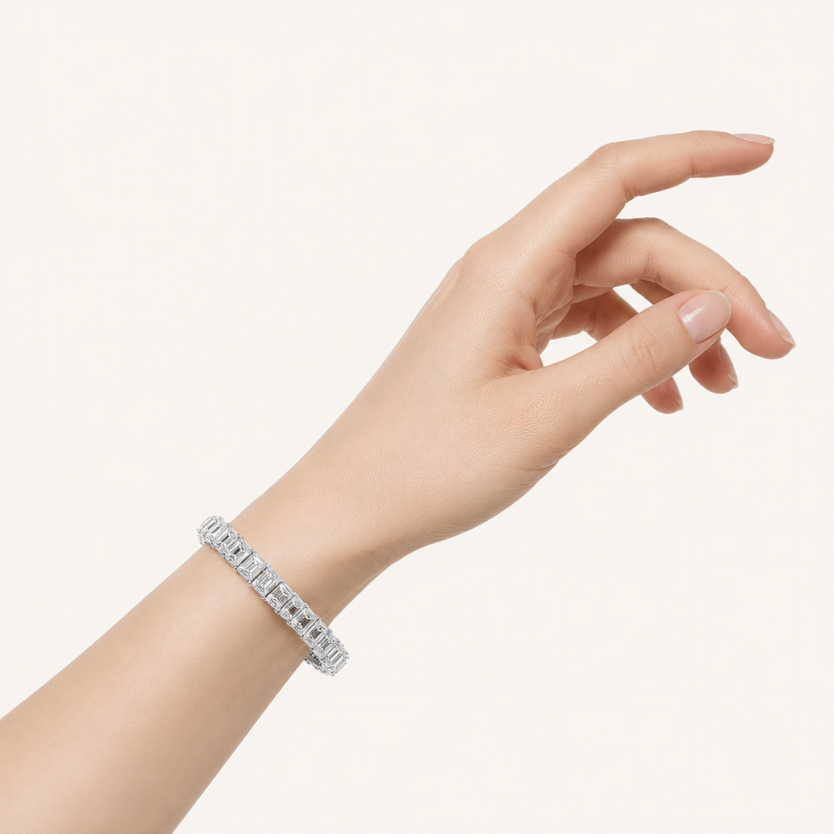 21.5CT Emerald Cut Lab Grown Diamond East West Line Bracelet