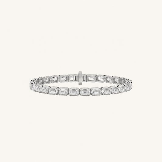 10CT Emerald Cut Lab Grown Diamond Tennis Bracelet