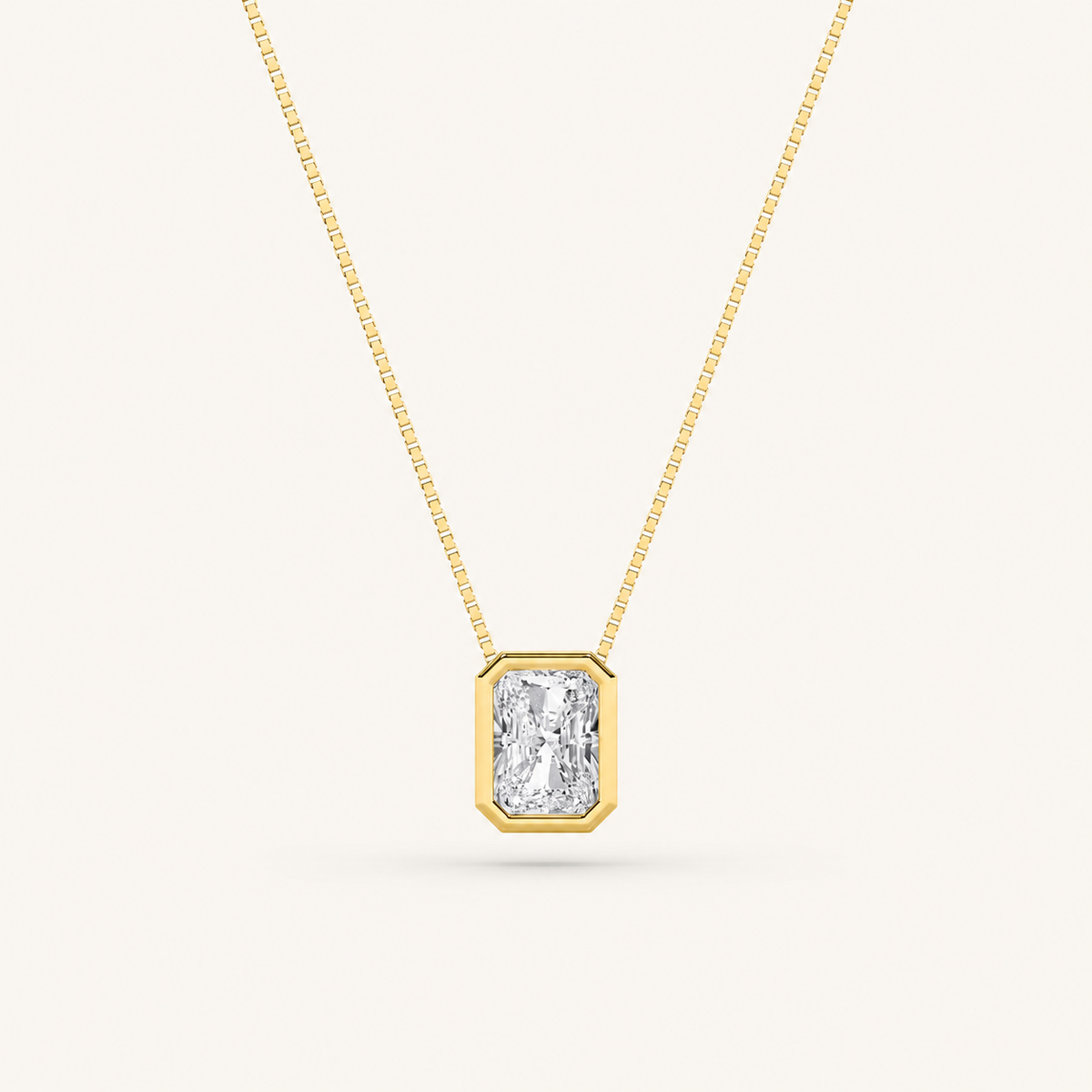 1.00 CT Radiant Cut Lab Grown Diamond Bezel Set Solitaire Pendant