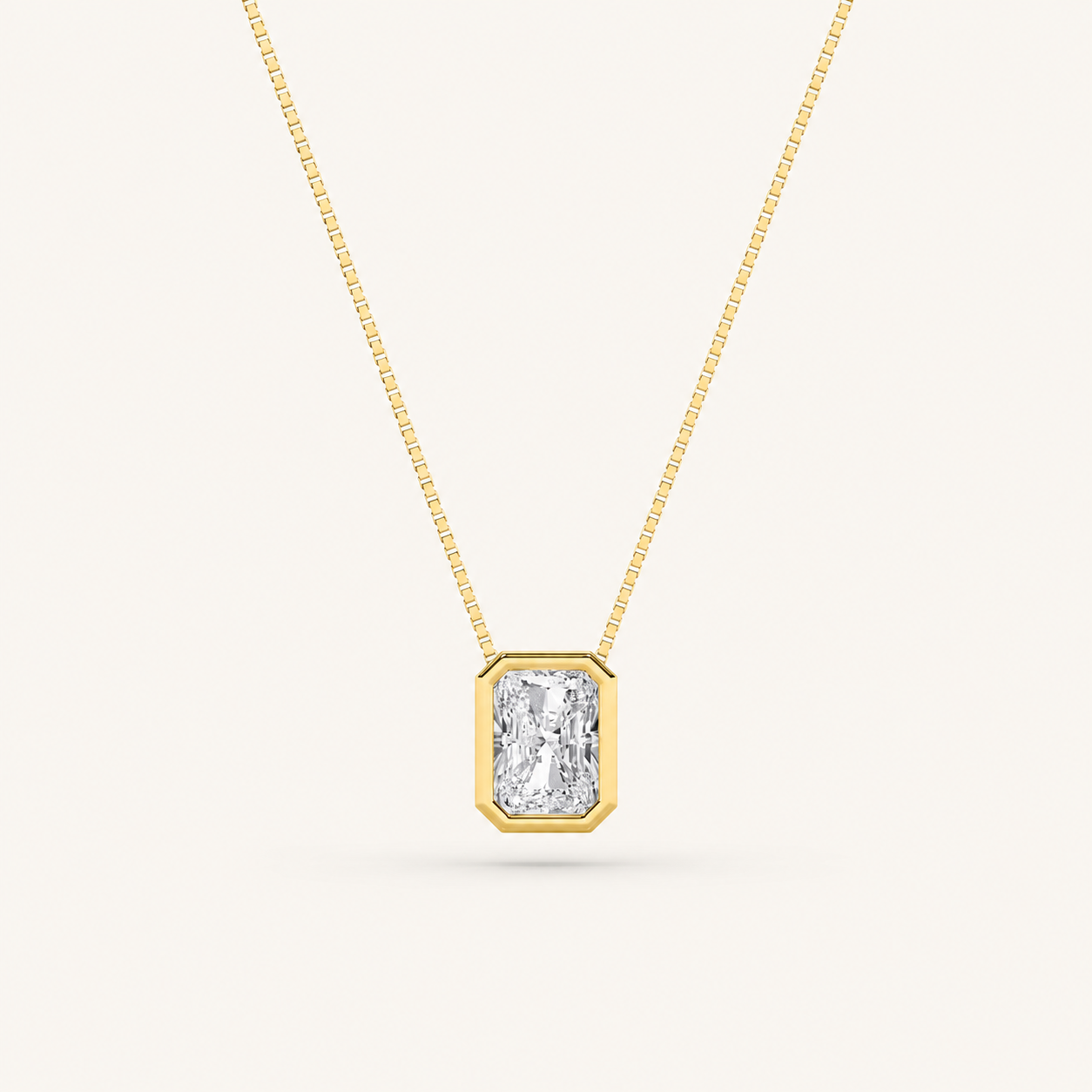 1.00 CT Radiant Cut Lab Grown Diamond Bezel Set Solitaire Pendant